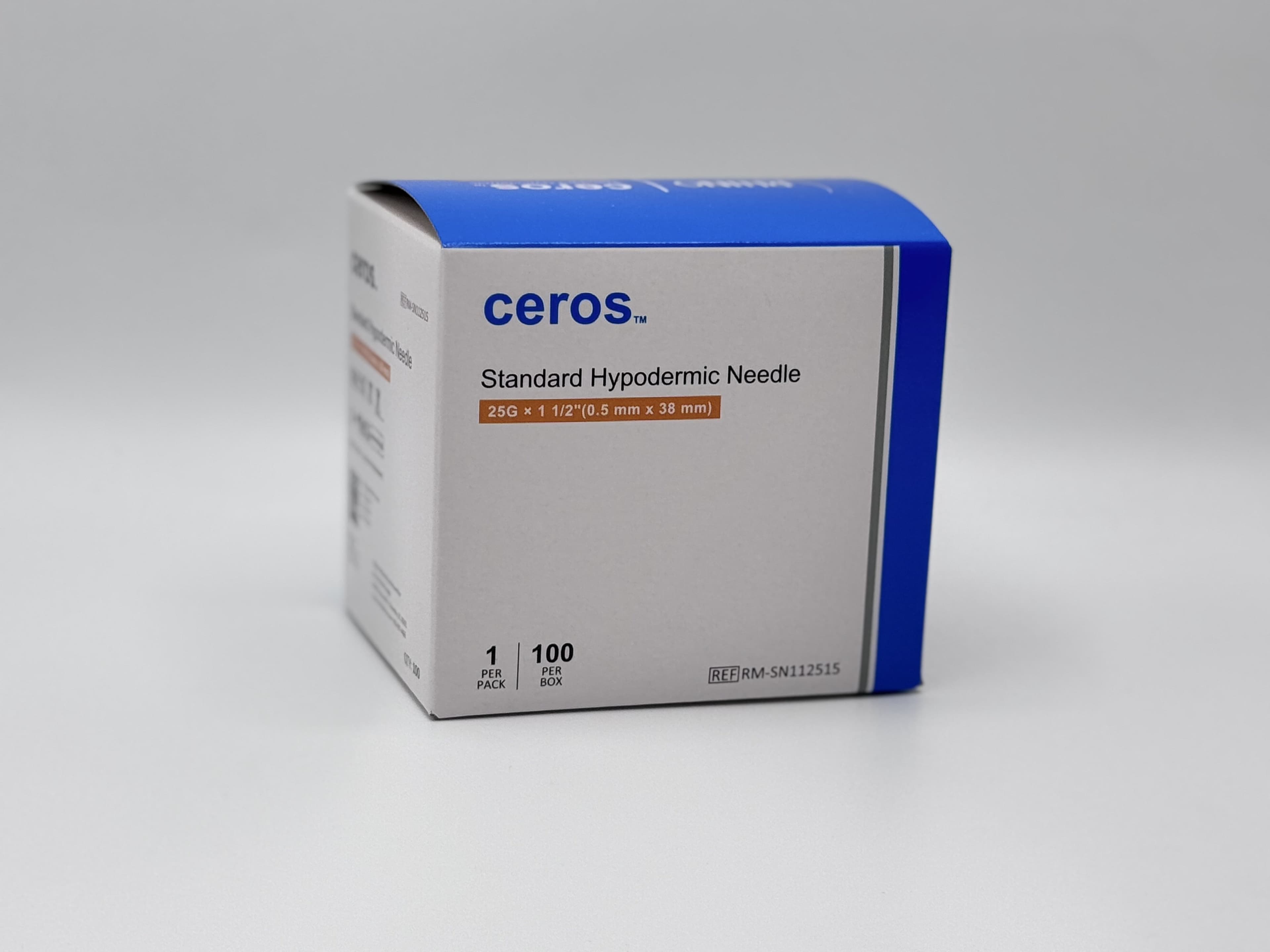 Ceros Standard Hypodermic Needle, 25 G x 1 1/2"